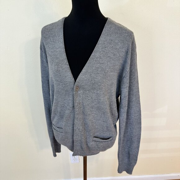 Vintage Jantzen Gray Cardigan Sweater 100% Orlon Acrylic Size Large USA Unisex - Picture 7 of 9